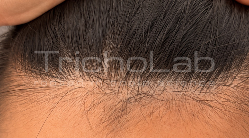 The same front hairline with thicker coverage after DEP Silk Hair Booster treatment
