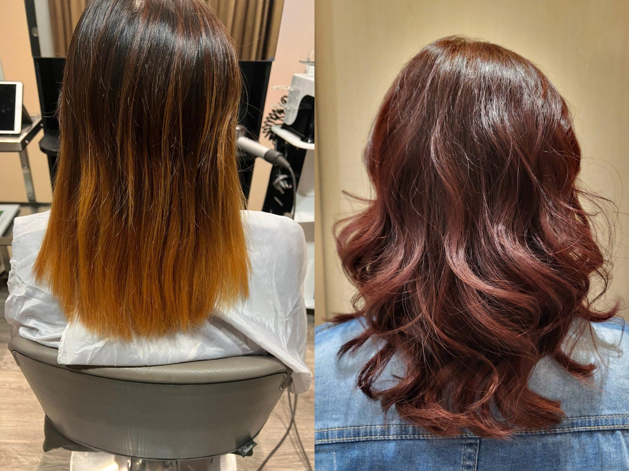 before and after hair perming
