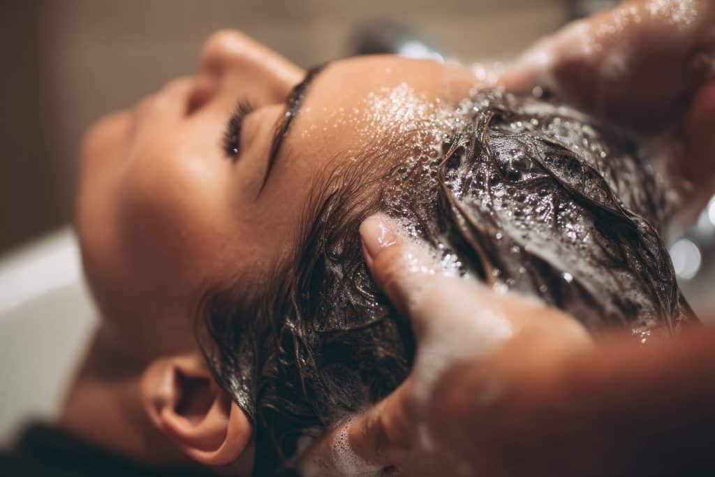 Woman enjoying a scalp treatment